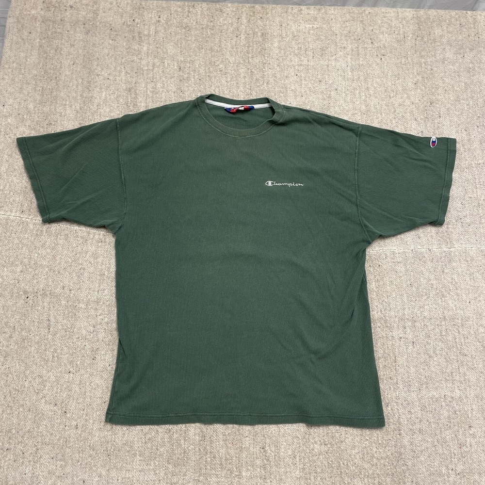 Vintage‎ Ribbed Embroidered T-Shirt Men Large Green 2000s Champion